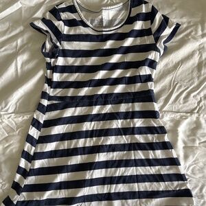 Girls striped dress - navy & white